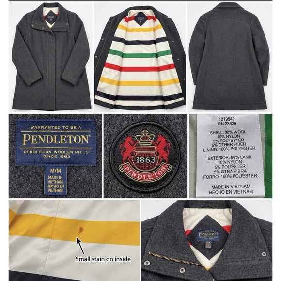 Pendleton Jackets & Blazers - Pendleton Women's Wool Coat, Cascade Campbell Dark Grey Medium Jacket